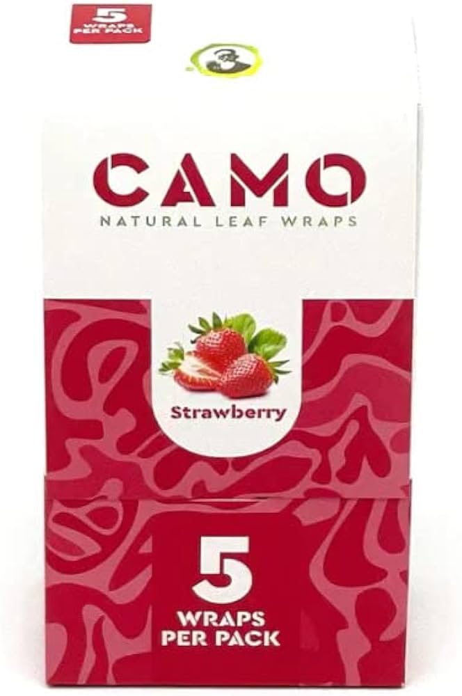 CAMO NATURAL LEAF WRAPS 5 WRAPS PER PACK STRAWBERRY