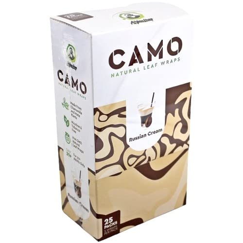 CAMO NATURAL LEAF WRAPS 25 PACKS 5 WRAPS PER PACK RUSSIAN CREAM