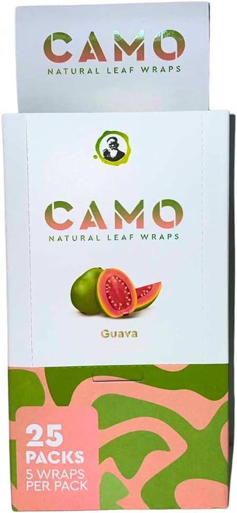 CAMO NATURAL LEAF WRAPS 25 PACKS 5 WRAPS PER PACK GUAVA