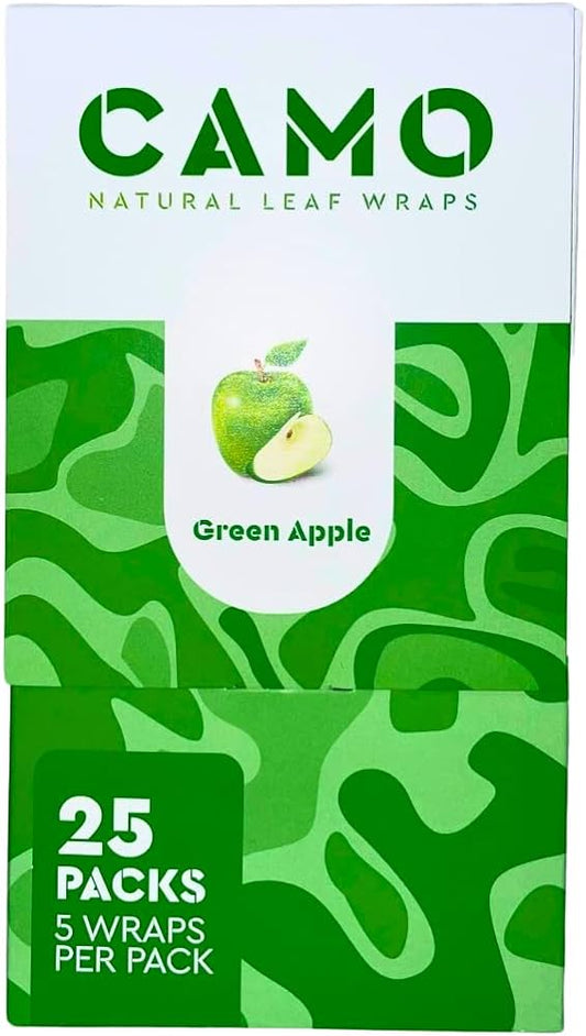 CAMO NATURAL LEAF WRAPS 25 PACKS 5 WRAPS PER PACK GREEN APPLE