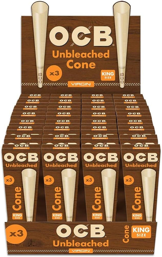 OCB UNBLEACHED CONE VIRGIN X3 KING SIZE