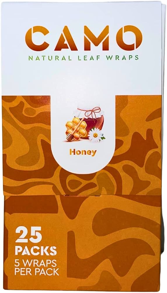 CAMO NATURAL LEAF WRAPS 25 PACKS 5 WRAPS PER PACK HONEY