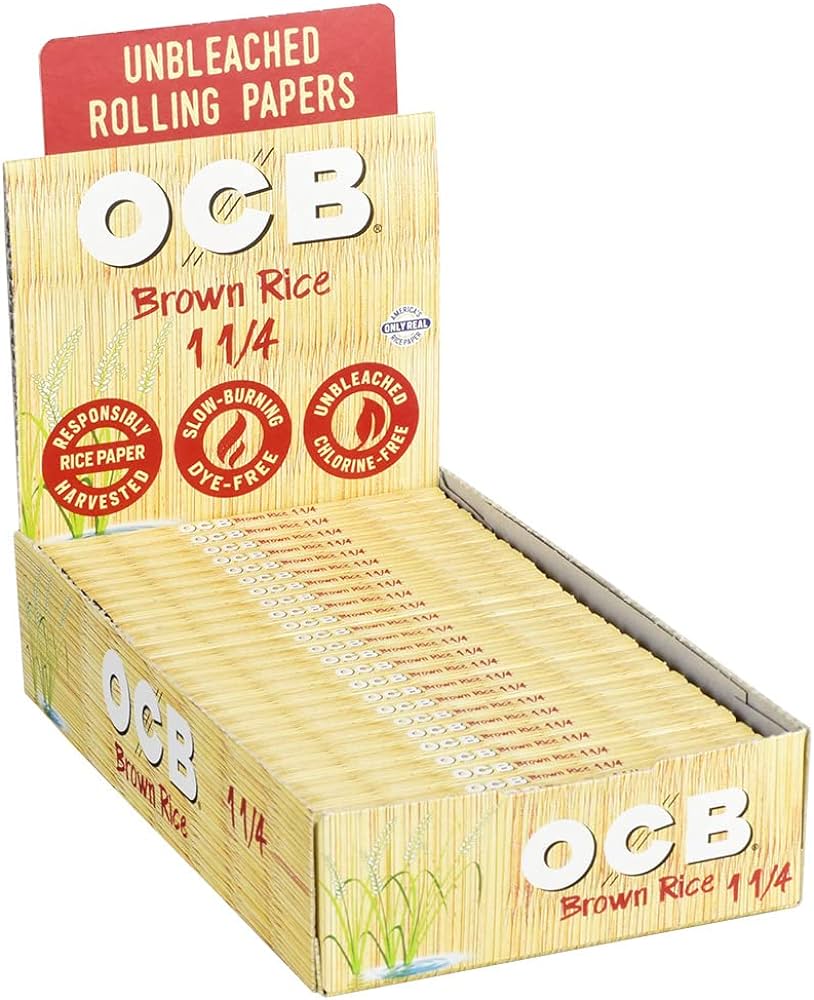 OCB UNBLEACHED ROLLING PAPERS BROWN RICE 1 1/4 SIZE