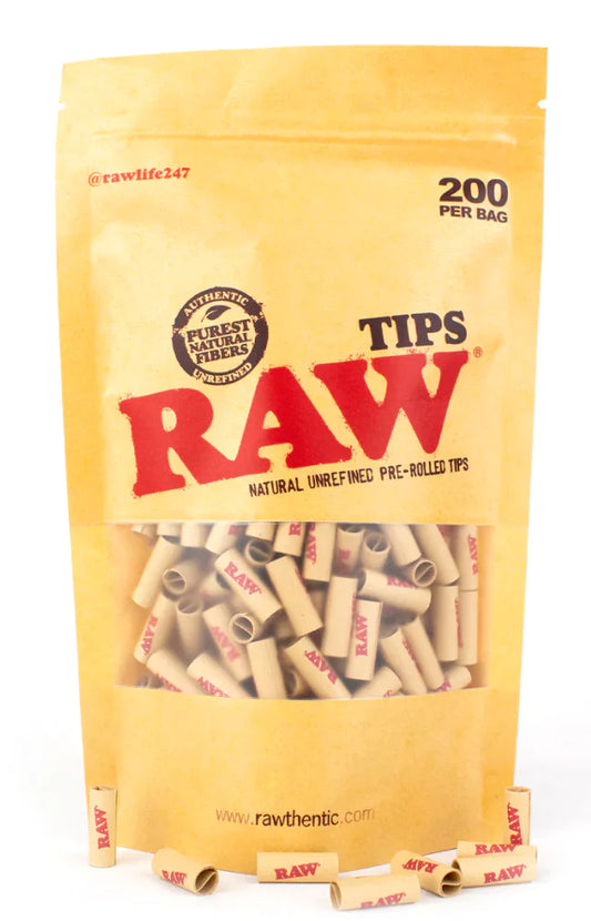 RAW TIPS PRE ROLLED 200CT/BAG