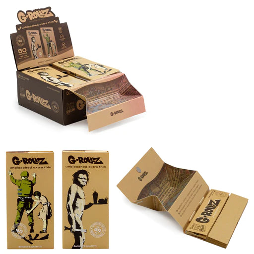 G ROLLZ UNBLEACHED EXTRA THIN 50 PAPERS + TIPS TRAY KING SIZE SLIM