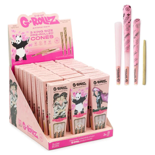 GROLLZ LIGHTLY DIED PINK SLOW BURN 3 KING SIZE PRE ROLLED CONES
