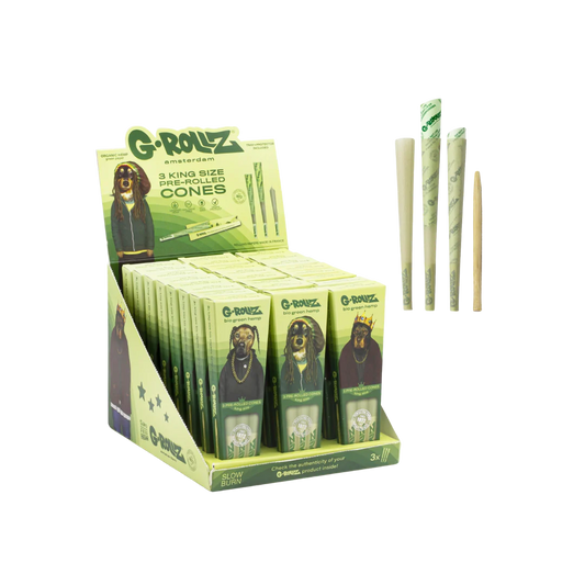 GROLLZ BIO ORGANIC GREEN HEMP SLOW BURN 3 KING SIZE PRE ROLLED CONES