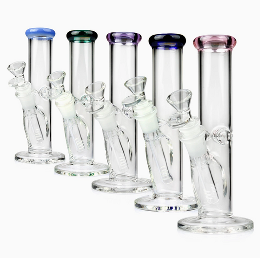 BONG TUBO TRANSPARETE CON COLOR 8"