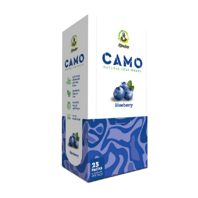 CAMO NATURAL LEAF WRAPS 25 PACKS 5 WRAPS PER PACK BLUEBERRY