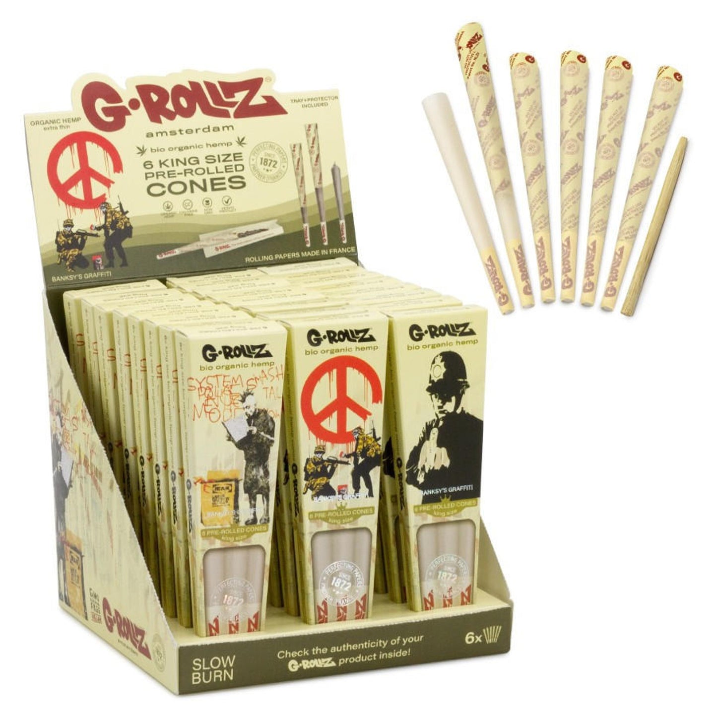 GROLLZ BIO ORGANIC HEMP SLOW BURN 6 KING SIZE PRE ROLLED CONES