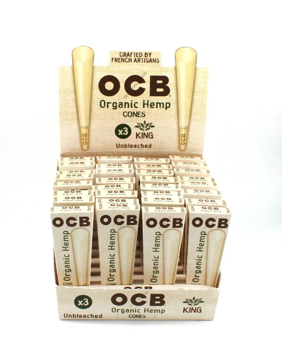 OCB UNBLEACHED CONE ORGANIC HEMP X3 KING SIZE